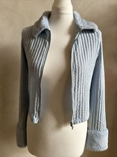 Light Blue Zip Up Top By Dividend Size M With Fluffy Collar and Cuffs