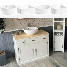 Bathroom Vanity | White Wash Stand Cream Top & Ceramic Basin A