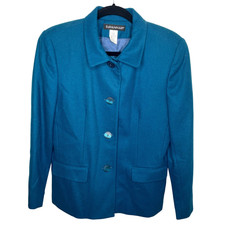 Vintage Savannah Blue 100% Pure Wool Warm Button Up Peacoat Coat Jacket Size 8