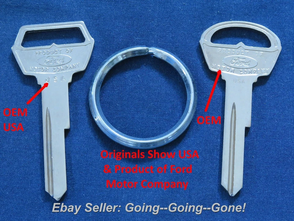 JUEGO LLAVES EN BLANCO ORIGINALES OEM FORD FAIRLANE 1955-1965 1127FR S1127FR IGN/TRONK NOS Foto 3 de 4