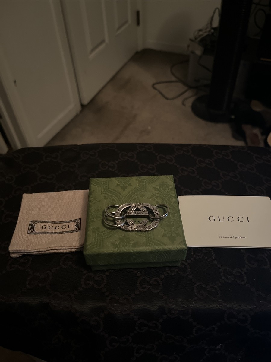 Intertwined/Interlocking GUCCI GG Sterling Silver Key Chain 645579