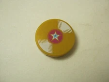 Lego (1) Gold 2x2 Round Tile Vinyl Disc With Center Star, 14769pb050  (028-370)