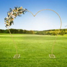 Gold Wedding Arch Rack Heart-shaped Flower Stand Metal Party Backdrop Rack
