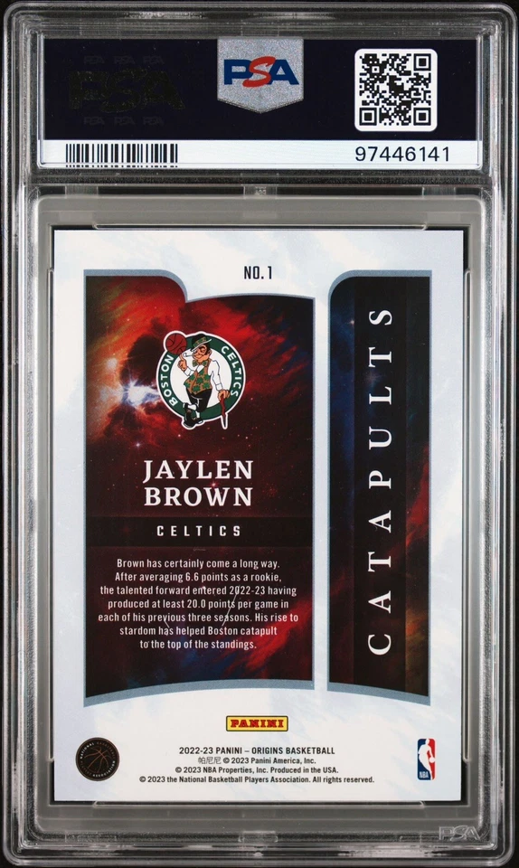 2022-23 Panini Origins Catapults Jaylen Brown #1 PSA 9 MINT - Image 2 of 2