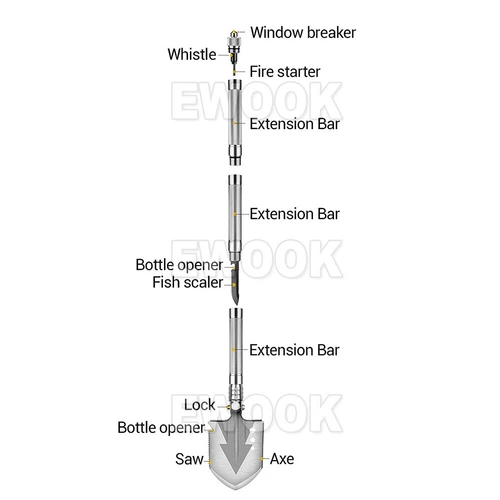Camping Shovel Folding Outdoor Survival Tools Multifunction Hiking Military - Picture 6 of 15