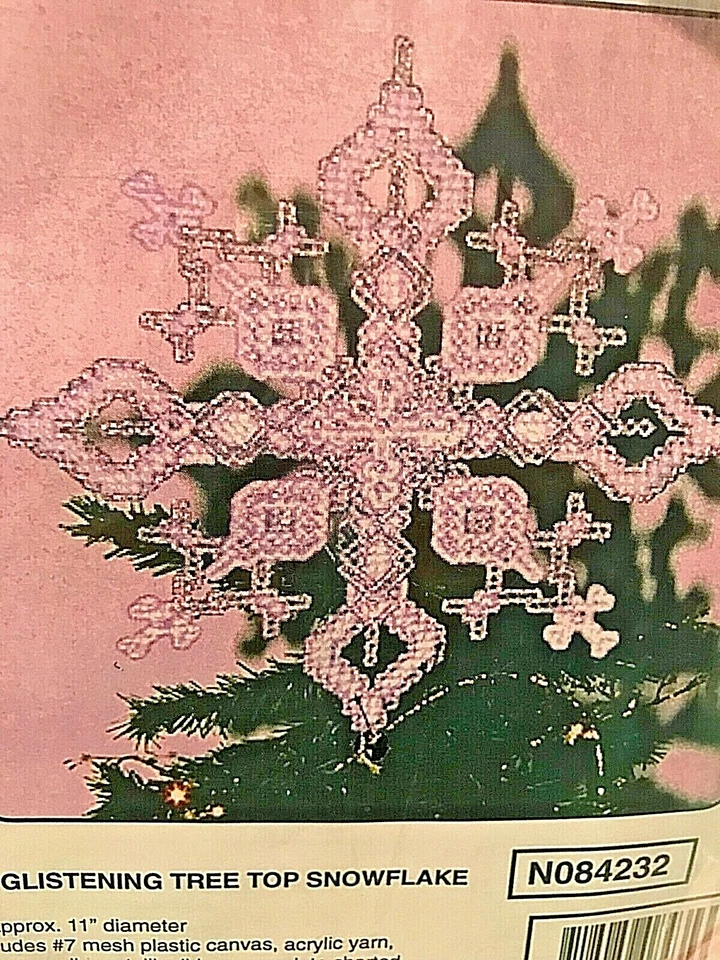 Árbol de Navidad Top Copo de Nieve Mary Maxim 8435 c1998 Kit de Lona de Plástico Nuevo en Paquete Foto 2 de 4