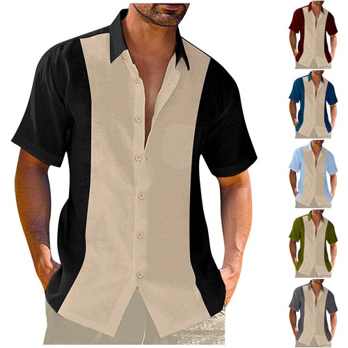 Hawaiian Shirt Men's Button Down Bowling Shirts Short Sleeve Summer Beach Shirts