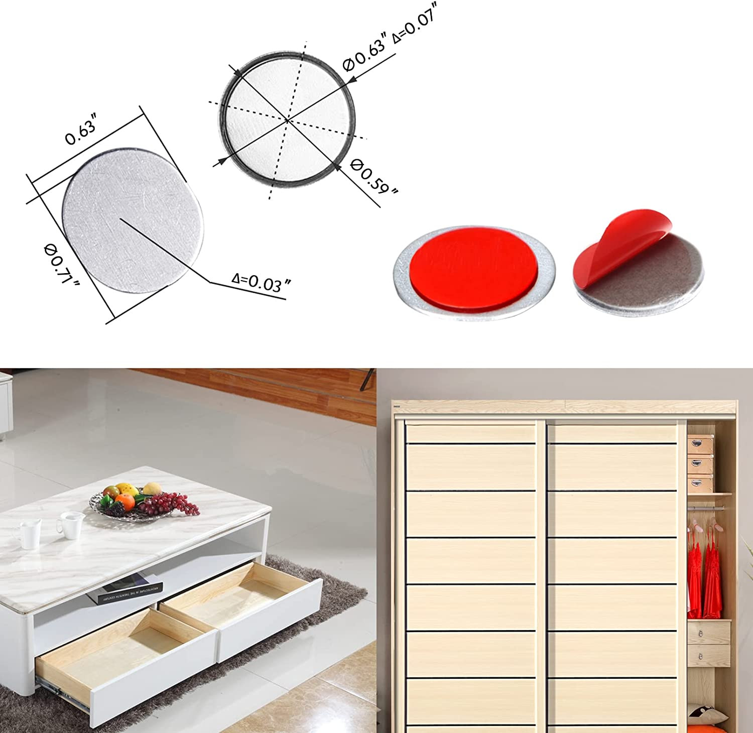 Mousike Magnetic Door Catch Ultra Thin Cabinet Magnets Stainless Steel Drawer...