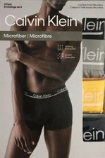 Calvin Klein Men's Underwear 4-Pack Microfiber Low Rise Trunk, Multicolor, XL