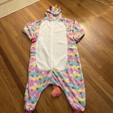 NEWCOSPLAY 1 Pc Adult L Unicorn Costume Pastel w Stars Pink Mane Tail VG