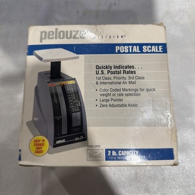 VINTAGE PELOUZE Petite POSTAL SCALE Model P-2 1995 Rates - 2lb Capacity EUC