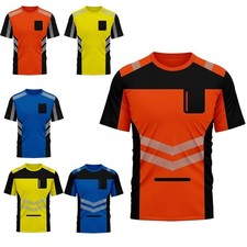 Mens High Visibility Hi Vis Viz Polo T Shirt Safety Security Work Top Two 2 Tone
