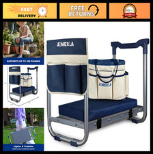 Foldable Kneeler Seat & Garden Stool - Heavy Duty, Detachable Pad, 2 Tool Bags,