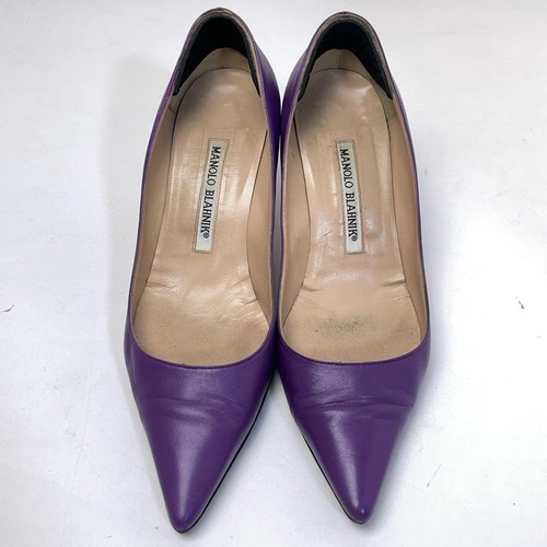 Zapatos de salón MANOLO BLAHNIK punta punta cuero púrpura UE 36,5 F/S - Imagen 18 de 24