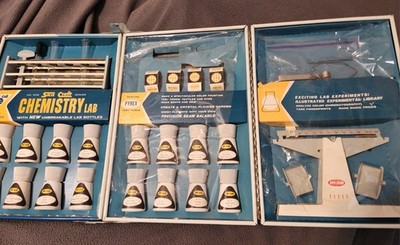 1960s Skil-Craft Chemistry Lab Set Nearly Complete Science Kit w/ Box Pyrex Tube