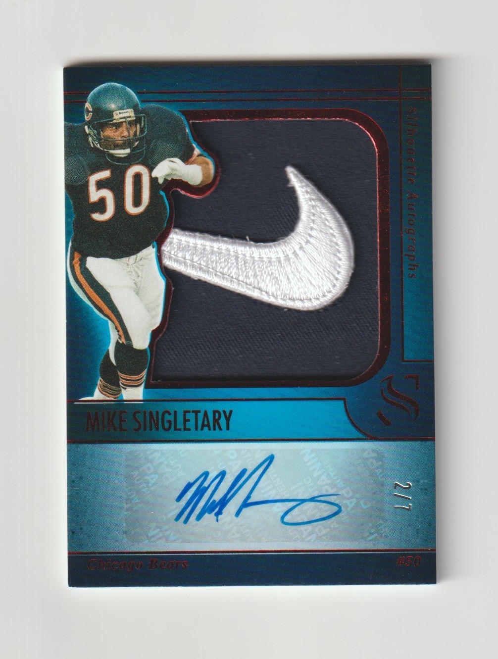 2025 Silhouette Mike Singletary Nike Swoosh Patch Auto Low SN 2/7 Bears *BCGUYS* view 1