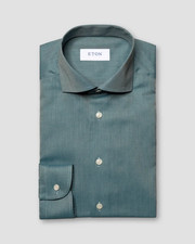 Men ETON Shirt Green Lightweight Flannel Shirt Slim Fit Size 39 15.5
