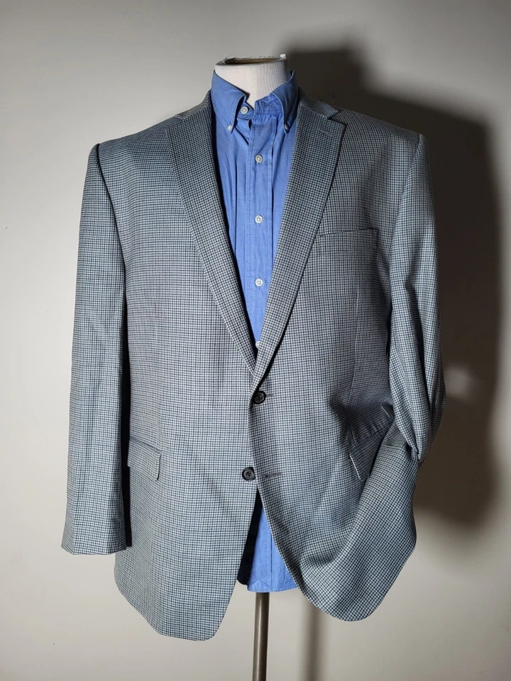 Jaqueta blazer tweed Ralph Lauren 46L marrom azul branco xadrez lã seda 4 estações - Imagem 2 de 4