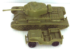 VINTAGE 1960's MARX BATTLEGROUND IWO NAVARONE D-DAY 41 BATTLE TANK  JEEP TRUCK