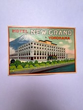 Vintage HOTEL NEW GRAND Decal Yokohama, Japan 4X5 1/2