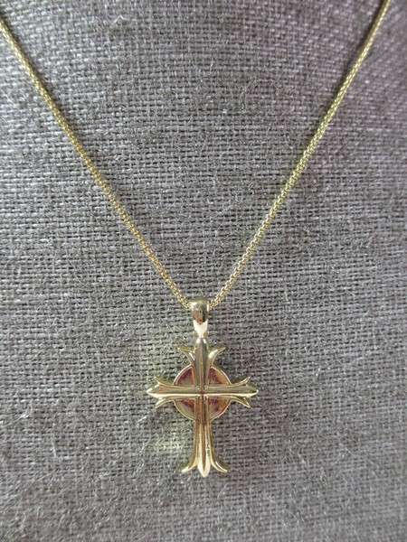 Alternate view of Cross Necklace Gold Plated Pendant Faith Power Bling 19in Religious Spiritual