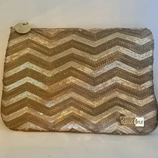 Deux Lux Clutch ~ Champagne Gold Chevron Two-Tone Sequin GUC