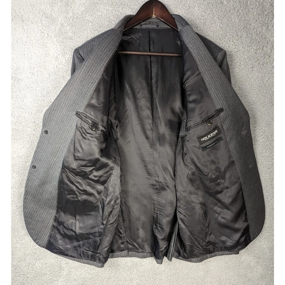Neil Barrett Italia Para hombres 40 Lana Rayas Blazer Traje Chaqueta Gris Ajuste Estándar Foto 4 de 4