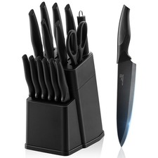 15 Piece Knife Set With Black Block High Carbon Stainless Steel Kitchen Cutlery