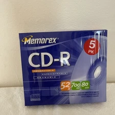 Memorex CD-R 52X 700 MB 80 Min 5 Pack New In Plastic Recordable Compact Disc