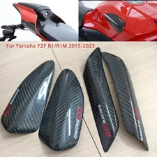 Real Carbon Fiber Fuel Tank Cap & Rear Slider Set For Yamaha YZF R1/M 2015-2023
