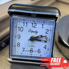 Equity by La Crosse 20080 Folding Travel Alarm Clock, Quartz Analog, Black