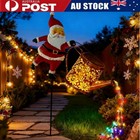 Solar Watering Can Lights Outdoor Christmas Santa Waterproof Metal Garden Decor