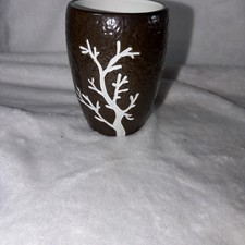 Allure Home Creation 2010 Winter Tree Ceramic Bathroom Tumbler Cup Brown EUC