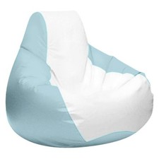 Ocean-Tamer 24" H x 33" W x 36" D White/Ice Blue Medium Teardrop Bean Bag Chair