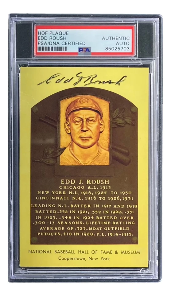 Edd Roush Signed 4x6 Chicago White Sox HOF Plaque Card PSA/DNA 85025703 - Image 3 of 3