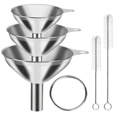 6 Pcs Stainless Steel Mini Funnels for Kitchen Use Large Tiny Small Funnel Set 3