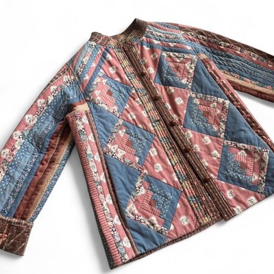 True Vintage Handmade Reversible Patchwork Jacket   Cottagecore Quilted XL