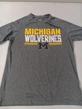 Michigan Wolverines Mens Medium Short Sleeve T-Shirt Polyester Gray Performance