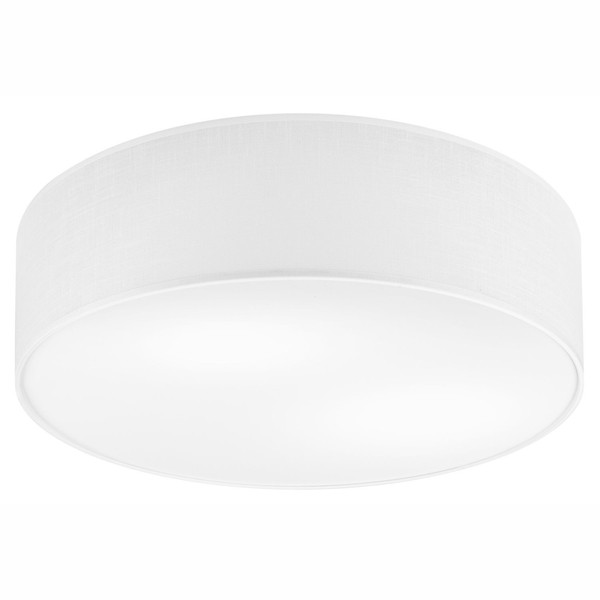 Deckenleuchte Weiß Stoff Ø 45 Cm H: 13 Cm Rund Flach Blendarm E27 Deckenlampe-image