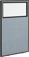 36-1/4"W X 60" H Office Partition Panel with Partial Window, Blue