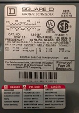 SQUARE D GENERAL PURPOSE TRANSFORMER 9925 - Made In USA - Please Read.