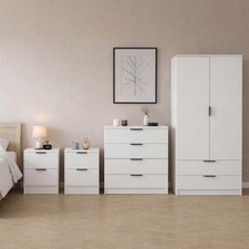 4 Piece Trega Bedroom Furniture Set Chest of Drawers Wardrobe Bedside Drawer