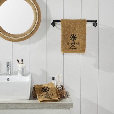 Black Windmill & Stars Tan Hand Towel Set of 2 16x26 VHC Brands
