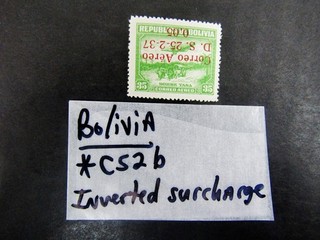 nystamps Bolivia Stamp # C52b Mint OG H Inverted Surcharge L3y1922