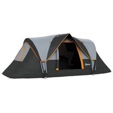 Outsunny 5-6 Man Camping Tent with Bag, Fibreglass and Steel Frame, Grey