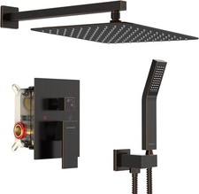 Oil Rubbed Bronze Shower System 12 Inches Brass Bathroom Luxury Rain Mixer Sh...