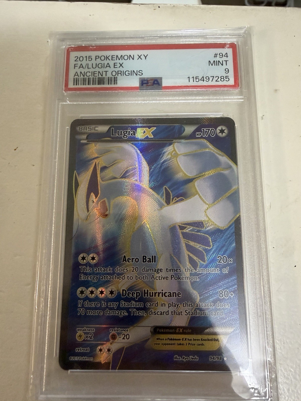 Pokemon PSA 9 Lugia EX 94/98 X&Y Ancient Origins Full Art Mint Card