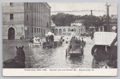 #ad Sioux City Iowa Flood July 10 1909 4th Water Street Postcard $5.95