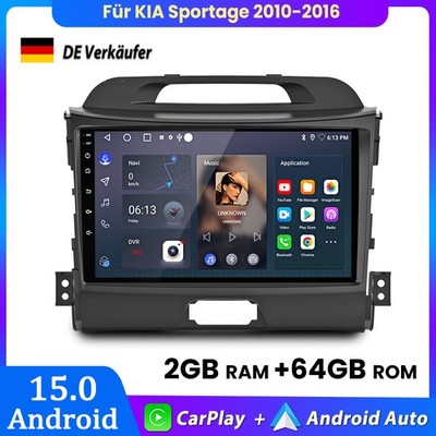 Für KIA Sportage 2010-2016 Apple Carplay Android 15 Autoradio GPS Navi 64GB DAB+