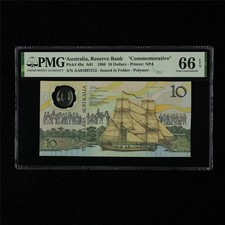 1988 Australia Reserve Bank 10 Dollars Pick#49a PMG 66 EPQ Gem UNC  AA  03
